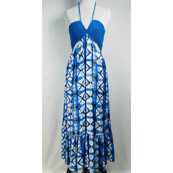 Aqua Dresses & Skirts - NWOT AQUA Blue Crochet Top Tie-Dye Midi Dress Size M​